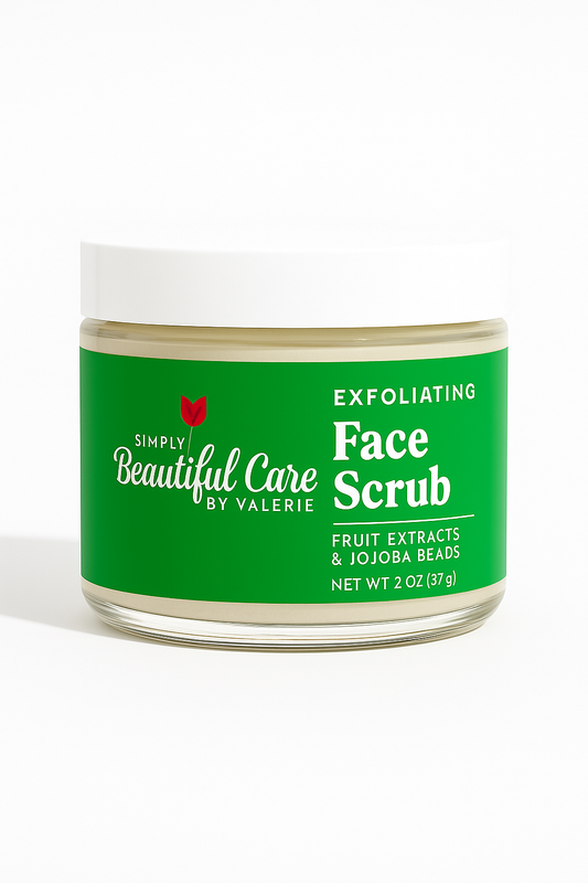 Simply Beautiful Care by Valerie – Exfoliating Face Scrub with Fruit Extracts & Jojoba Beads (2 oz)